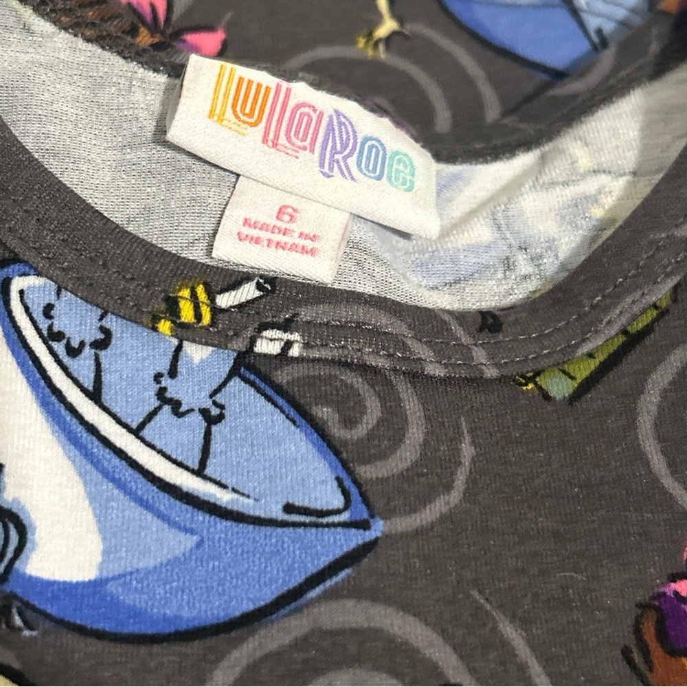 LuLaRoe Disney Kids Gracie Tunic hi-lo top. Size 6 Alice In Wonderland NWOT - Picture 2 of 11